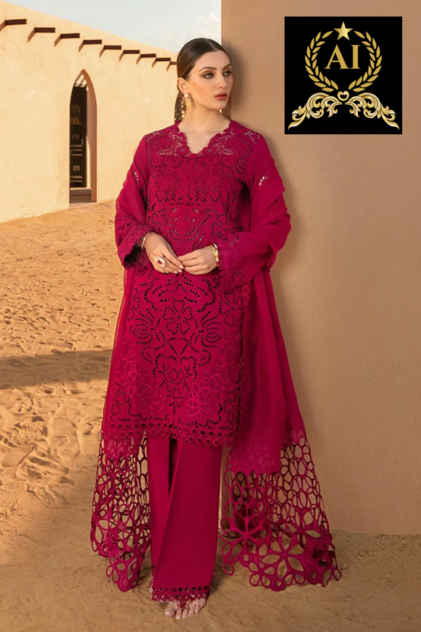 New Arrival RANG RASIYA RAMEEN 3 PIECE CHIKANKARI